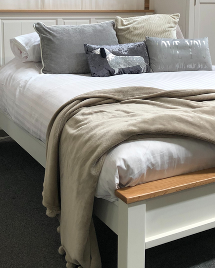 Tusk Grey Painted Bed Frame, Easy Assembly, Thick Slats, Single, Small Double, Double, Kingsize,