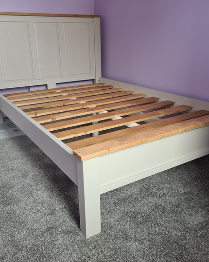 Tusk Grey Painted Bed Frame, Easy Assembly, Thick Slats, Single, Small Double, Double, Kingsize,