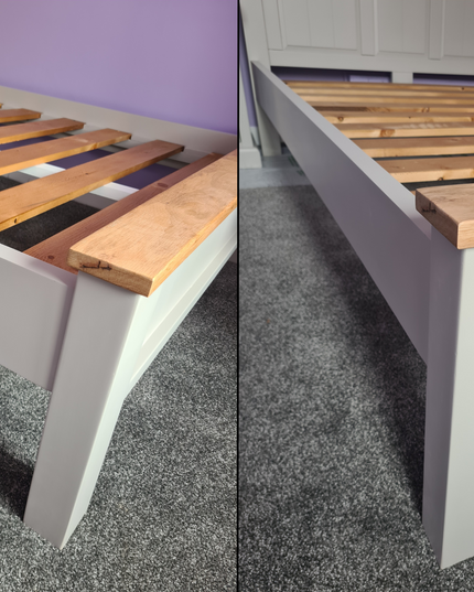 Tusk Grey Painted Bed Frame, Easy Assembly, Thick Slats, Single, Small Double, Double, Kingsize,
