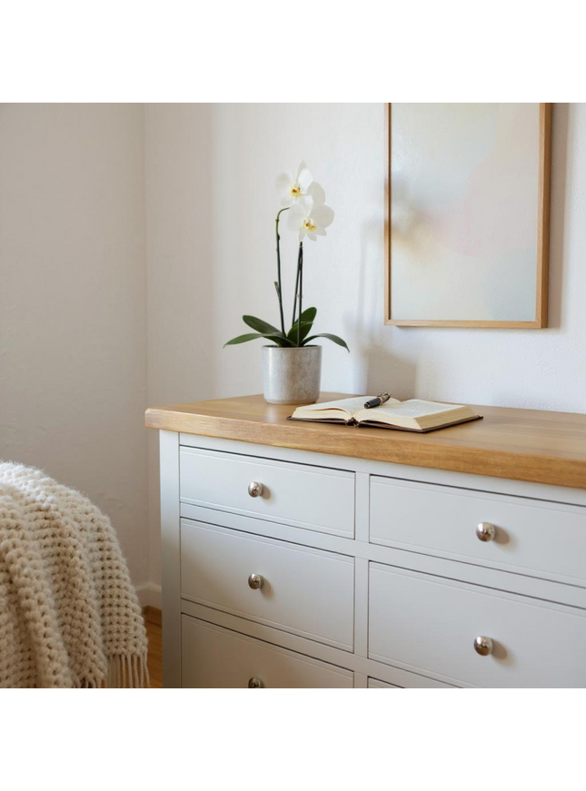 Cashmere Grey 6 Drawer Window Height Chest of Drawers