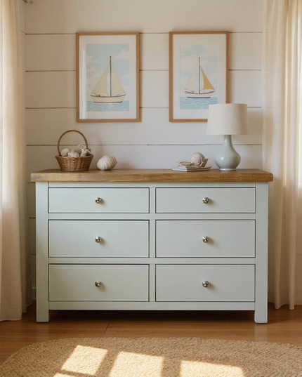 Cashmere Grey 6 Drawer Window Height Chest of Drawers