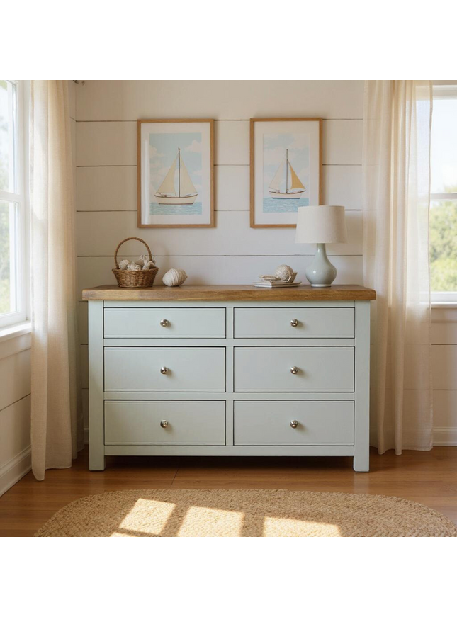 Cashmere Grey 6 Drawer Window Height Chest of Drawers