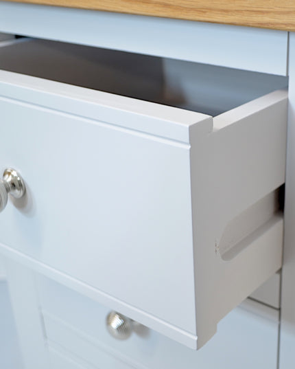 Cashmere Grey 4 Drawer Chest of Drawers with Oak Top