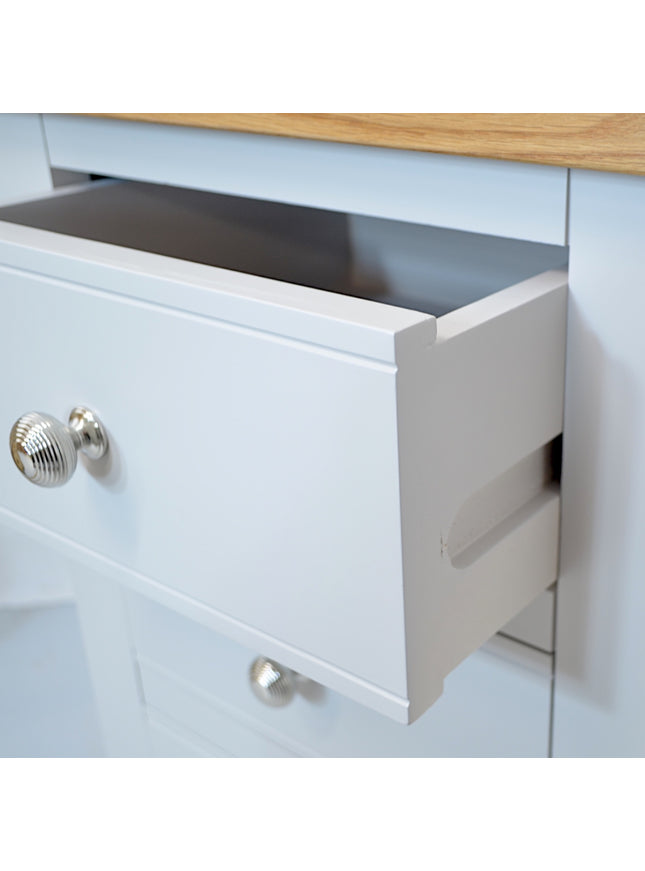 Cashmere Grey 4 Drawer Chest of Drawers with Oak Top