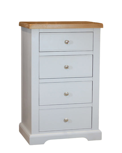 Cashmere Grey 4 Drawer Chest of Drawers with Oak Top