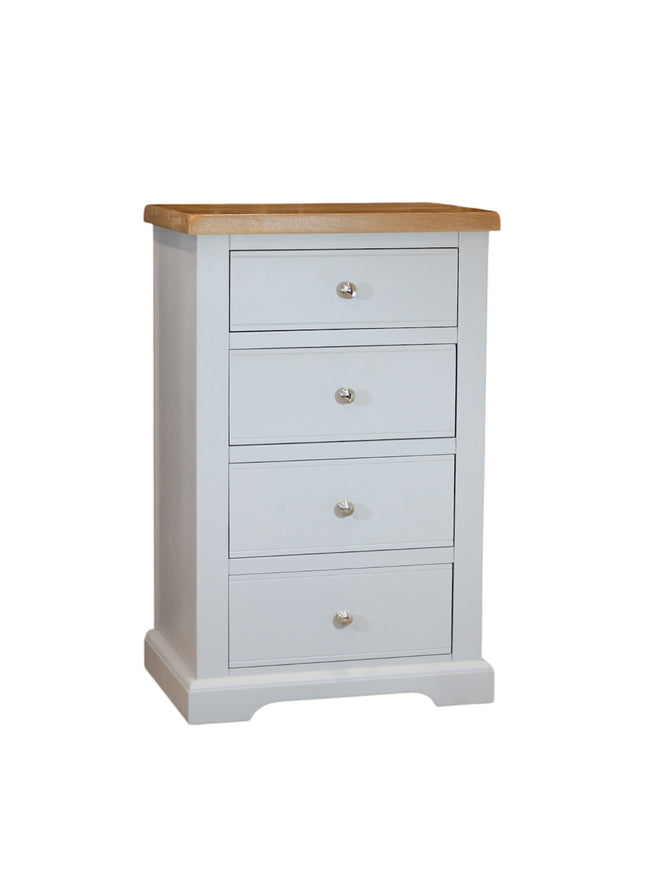 Cashmere Grey 4 Drawer Chest of Drawers with Oak Top