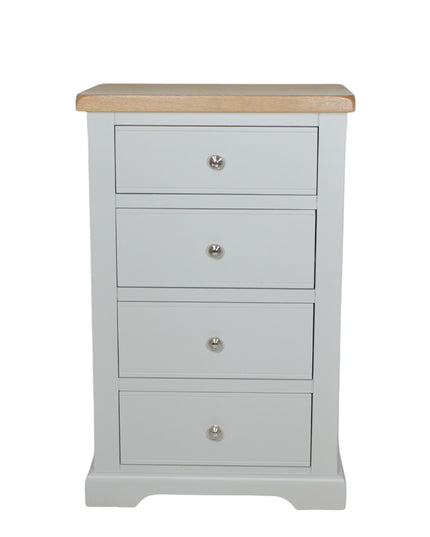 Cashmere Grey 4 Drawer Chest of Drawers with Oak Top