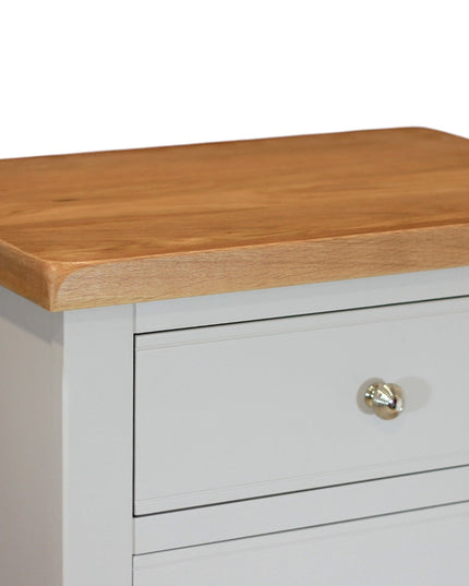 Cashmere Grey 4 Drawer Chest of Drawers with Oak Top