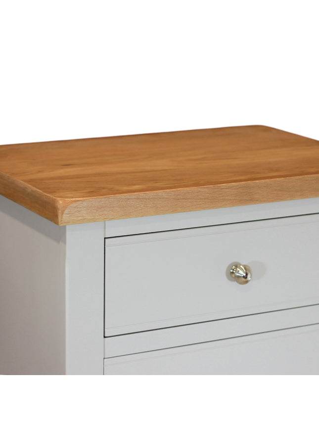 Cashmere Grey 4 Drawer Chest of Drawers with Oak Top