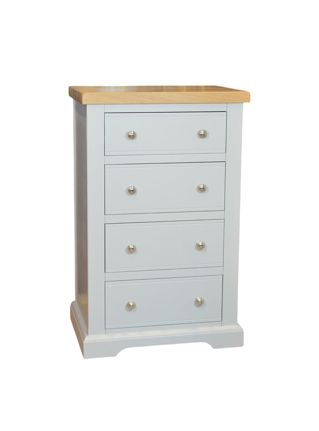 Cashmere Grey 4 Drawer Chest of Drawers with Oak Top