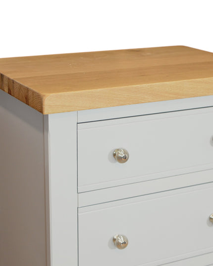 Cashmere Grey 4 Drawer Chest of Drawers with Oak Top