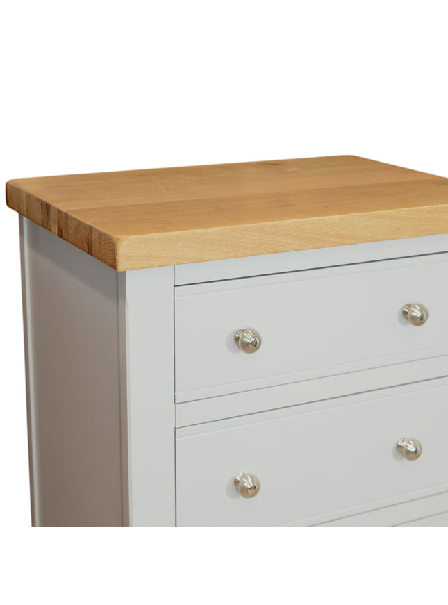Cashmere Grey 4 Drawer Chest of Drawers with Oak Top
