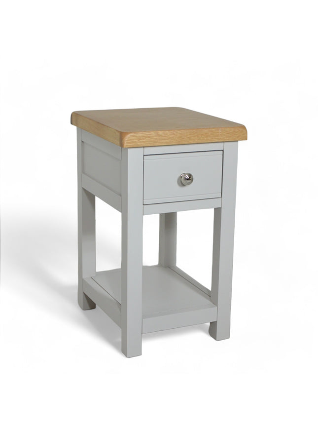 GROFurniture Solid Wood Cashmere Grey 1 Drawer Side Table