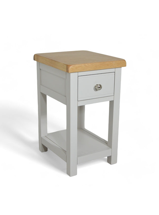 GROFurniture Solid Wood Cashmere Grey 1 Drawer Side Table