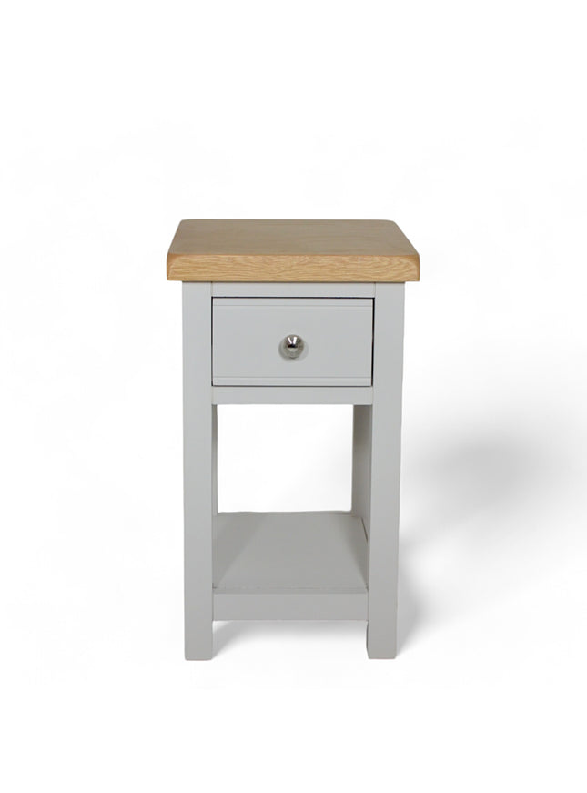 GROFurniture Solid Wood Cashmere Grey 1 Drawer Side Table