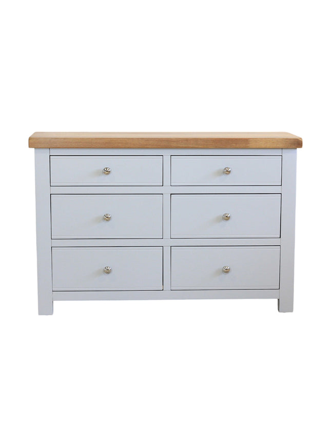 Cashmere Grey 6 Drawer Window Height Chest of Drawers