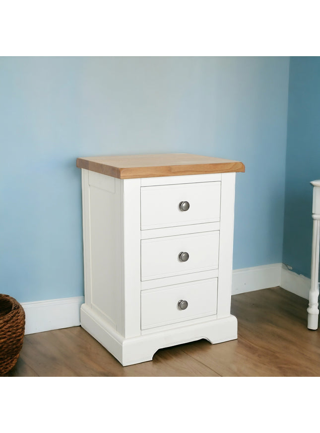 Snow White 3 Drawer Large Bedside Table
