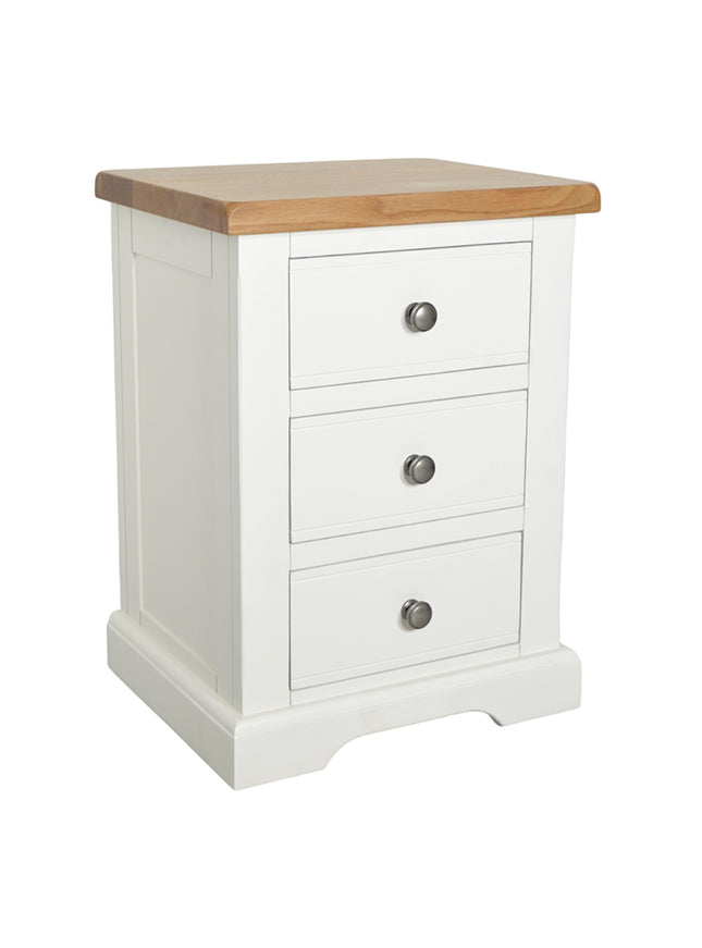 Snow White 3 Drawer Large Bedside Table