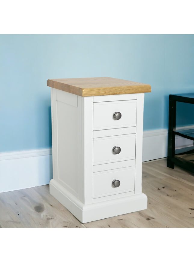 Snow White 3 Drawer Slim Bedside Table