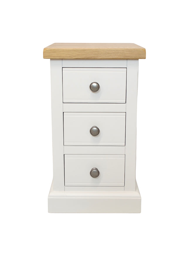 Snow White 3 Drawer Slim Bedside Table
