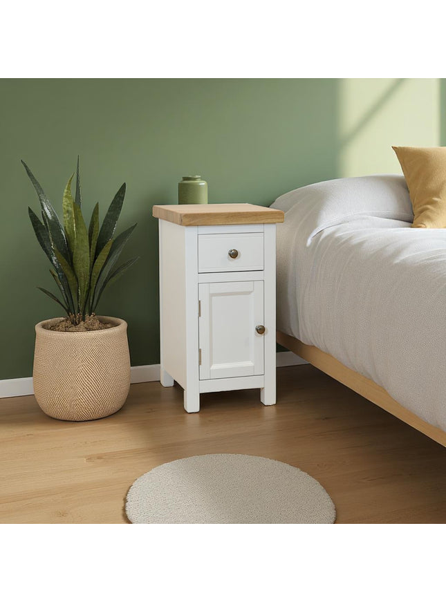 Snow White 1 Drawer Slim Bedside Table -Left Door