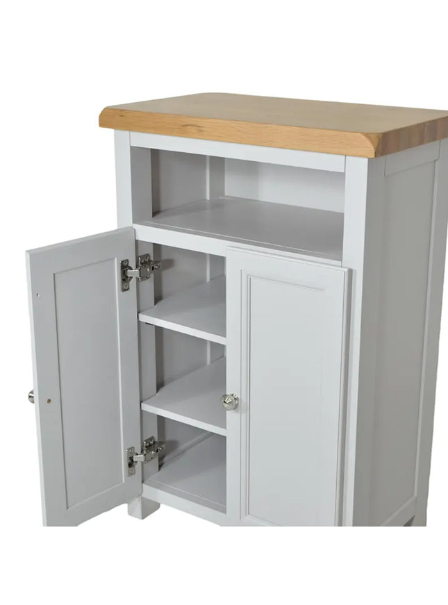 GROFurniture Oak Painted Grey Cabinet, Hallway Shoe Storage Rack, Corner Cabinet Shoe Storage, Kitchen Utility Cupboard, Storage Cupboard