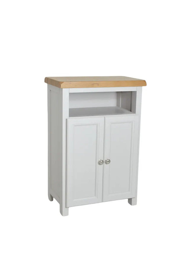 GROFurniture Oak Painted Grey Cabinet, Hallway Shoe Storage Rack, Corner Cabinet Shoe Storage, Kitchen Utility Cupboard, Storage Cupboard