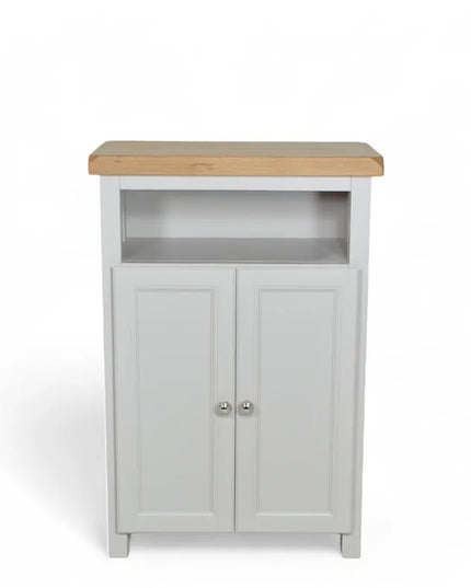 GROFurniture Oak Painted Grey Cabinet, Hallway Shoe Storage Rack, Corner Cabinet Shoe Storage, Kitchen Utility Cupboard, Storage Cupboard