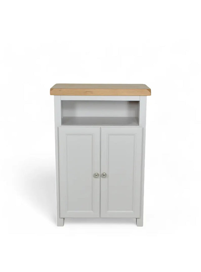 GROFurniture Oak Painted Grey Cabinet, Hallway Shoe Storage Rack, Corner Cabinet Shoe Storage, Kitchen Utility Cupboard, Storage Cupboard