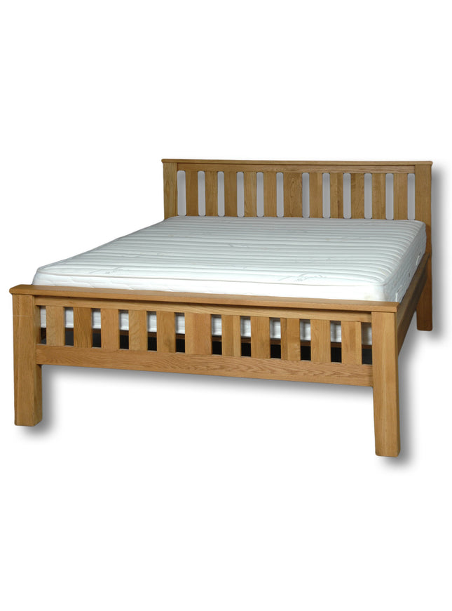 Manhattan Solid Oak Bed Frame, Solid Oak Bed with Thick Pine Slats & Centre Support., Easy Assembly Solid Oak Bed
