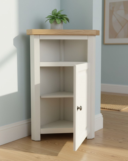 GROFurniture Snow White Tall Corner Cabinet,