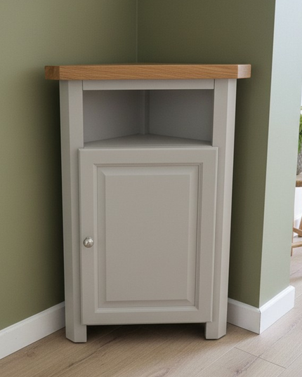 GROFurniture Painted Cashmere Grey Tall Corner Cabinet