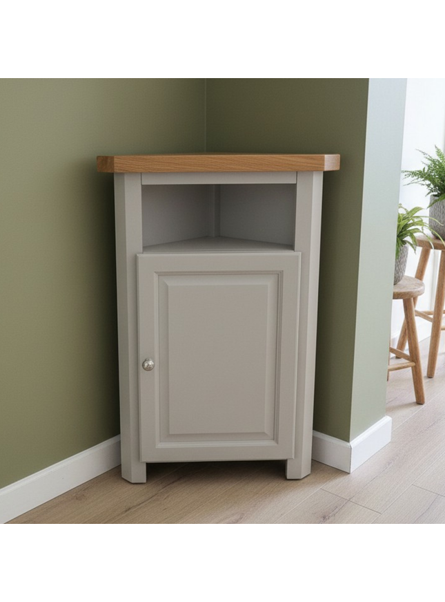 GROFurniture Painted Cashmere Grey Tall Corner Cabinet