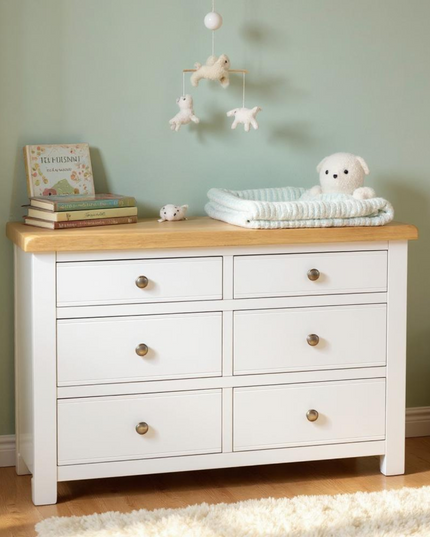 Snow White 6 Drawer Window Height Chest of Drawers, Fully Assembled