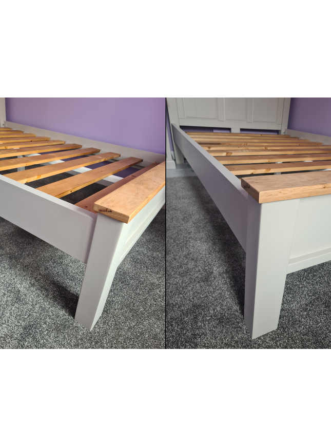Tusk Grey Painted Bed Frame, Easy Assembly, Thick Slats, Single, Small Double, Double, Kingsize,