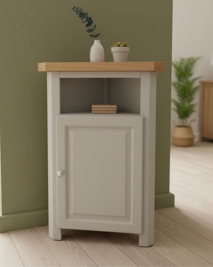 GROFurniture Painted Cashmere Grey Tall Corner Cabinet