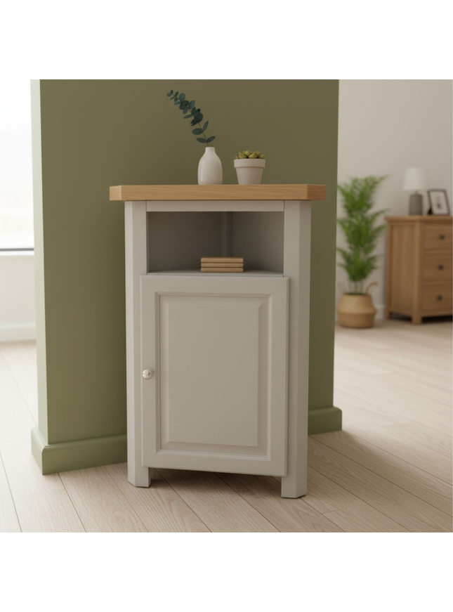 GROFurniture Painted Cashmere Grey Tall Corner Cabinet