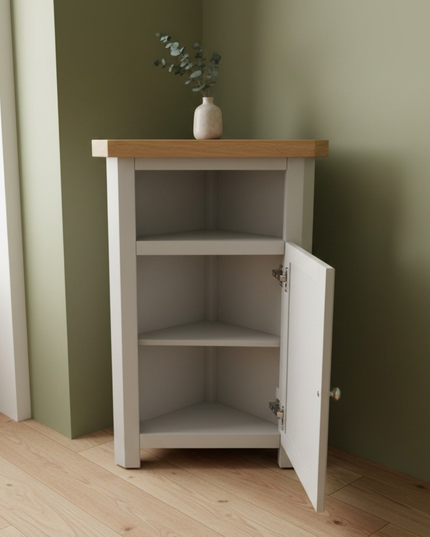 GROFurniture Painted Cashmere Grey Tall Corner Cabinet