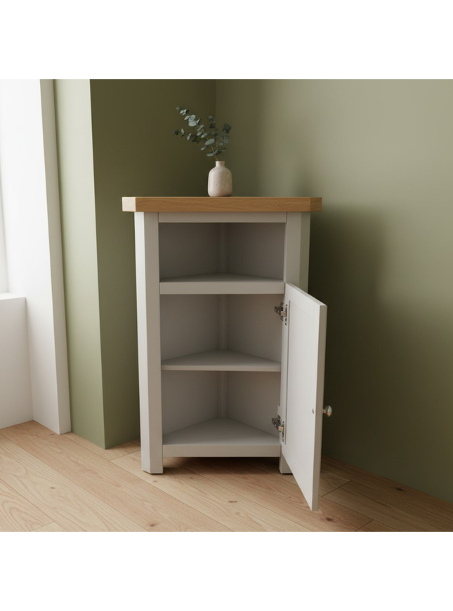 GROFurniture Painted Cashmere Grey Tall Corner Cabinet