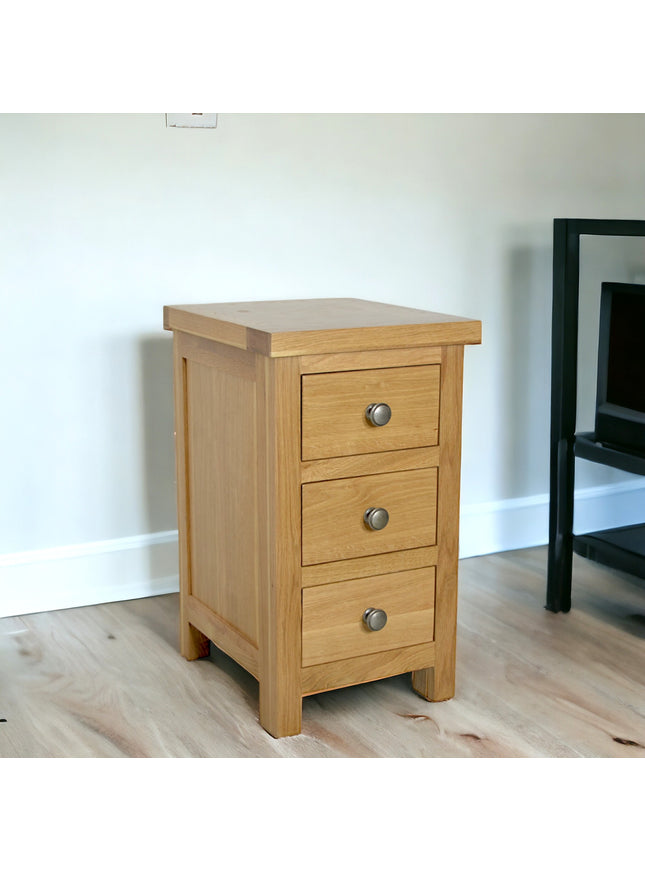 Richmond Oak 3 Drawer Slim Bedside Table