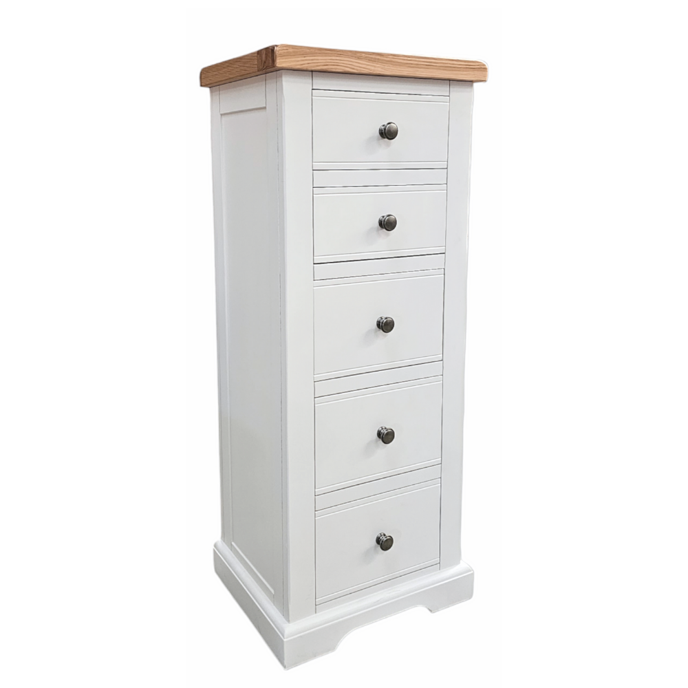 Snow White Tall Chest of Drawers, Fully Assembled Chest, Painted White Chest of Drawers