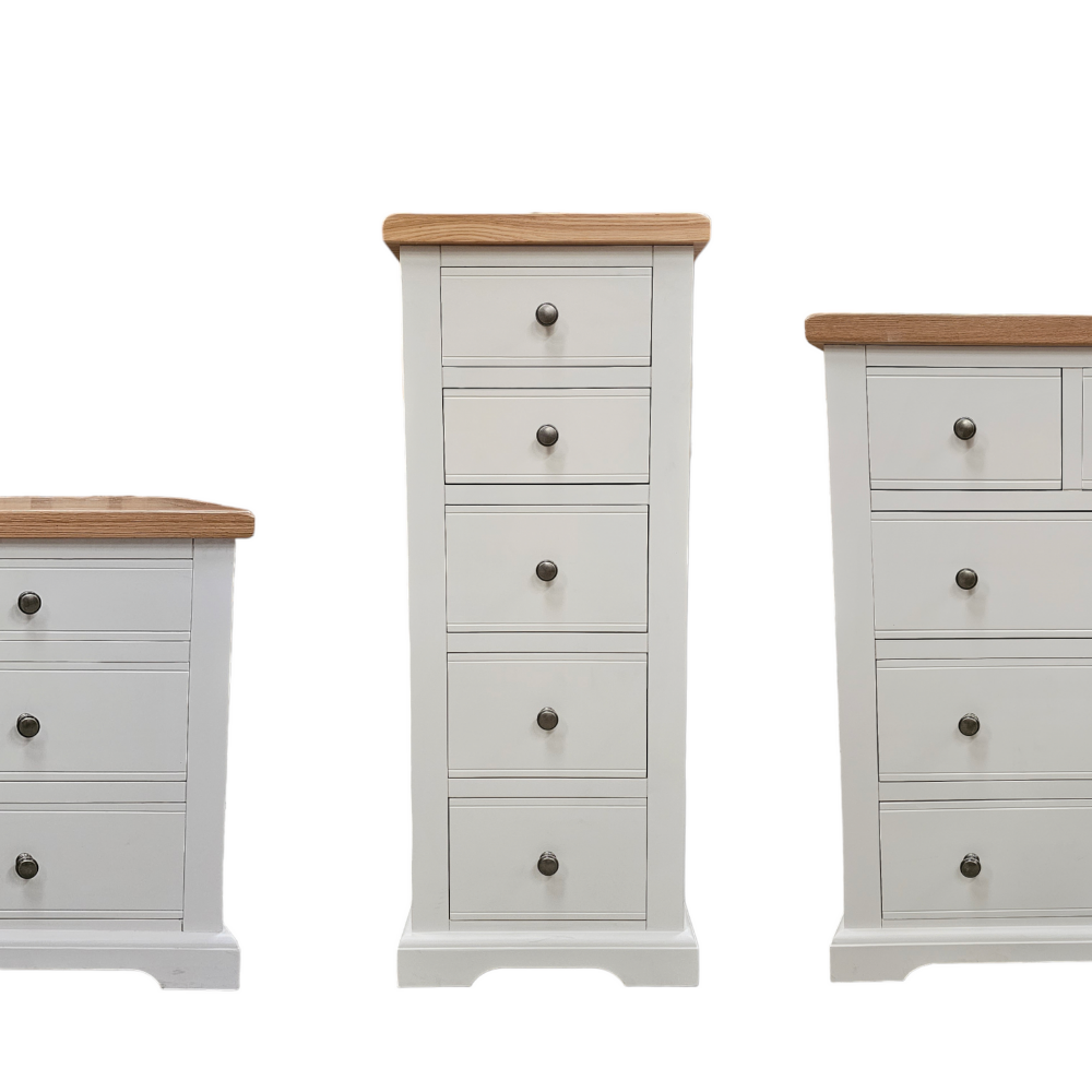 Snow White Tall Chest of Drawers, Fully Assembled Chest, Painted White Chest of Drawers
