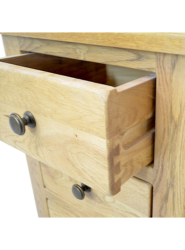 Manhattan Rustic Oak 3 Drawer Slim Bedside Table