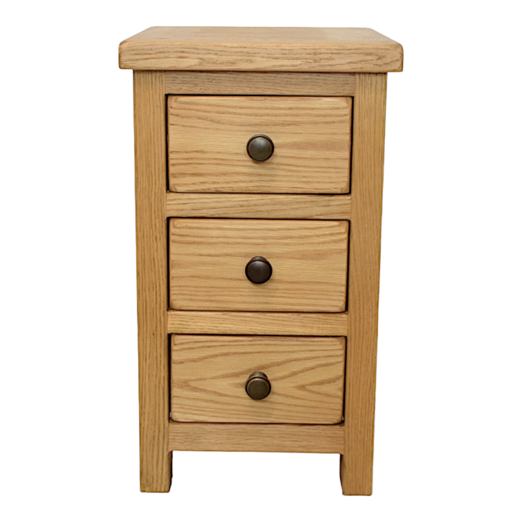 Manhattan Rustic Oak 3 Drawer Slim Bedside Table