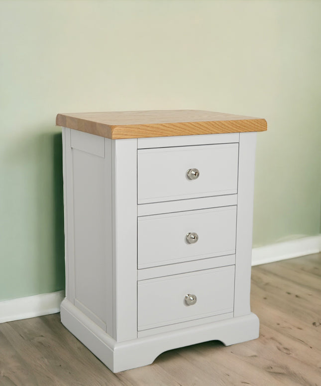 Cashmere Grey 3 Drawer Large Bedside Table