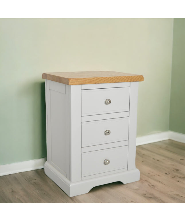 Cashmere Grey 3 Drawer Large Bedside Table