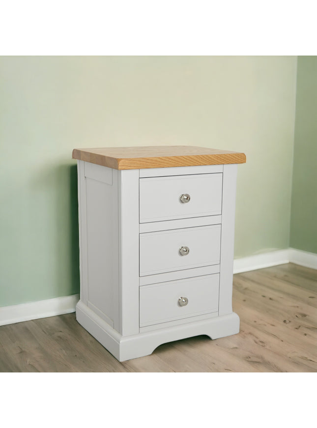 Cashmere Grey 3 Drawer Large Bedside Table