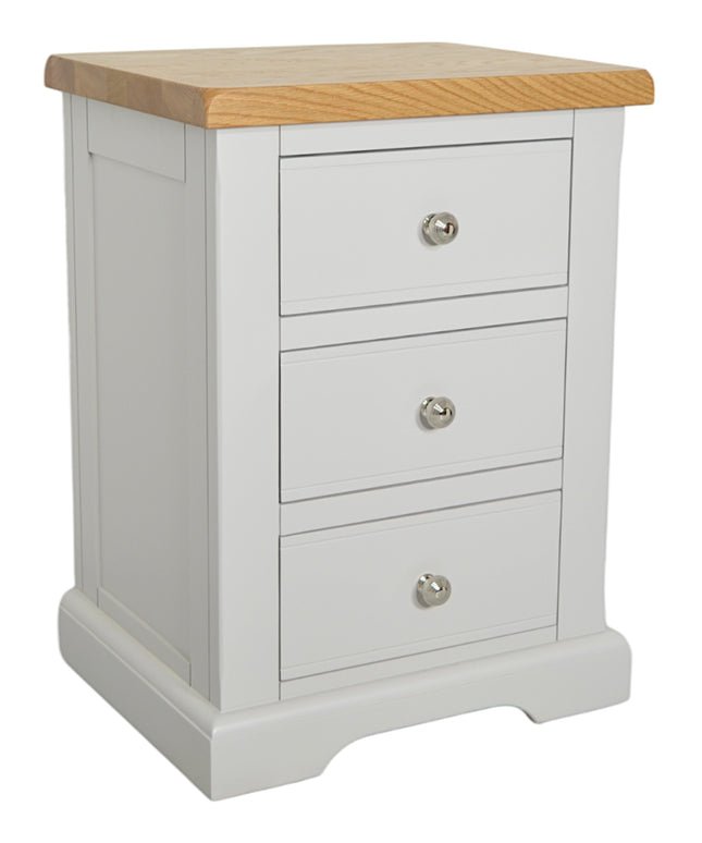 Cashmere Grey 3 Drawer Large Bedside Table