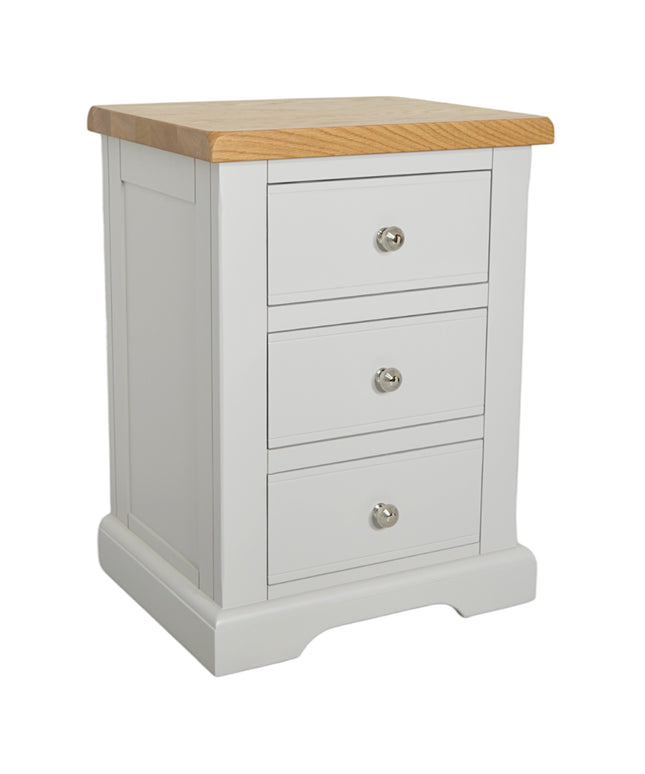 Cashmere Grey 3 Drawer Large Bedside Table