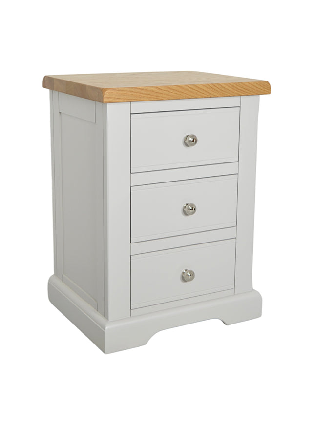 Cashmere Grey 3 Drawer Large Bedside Table